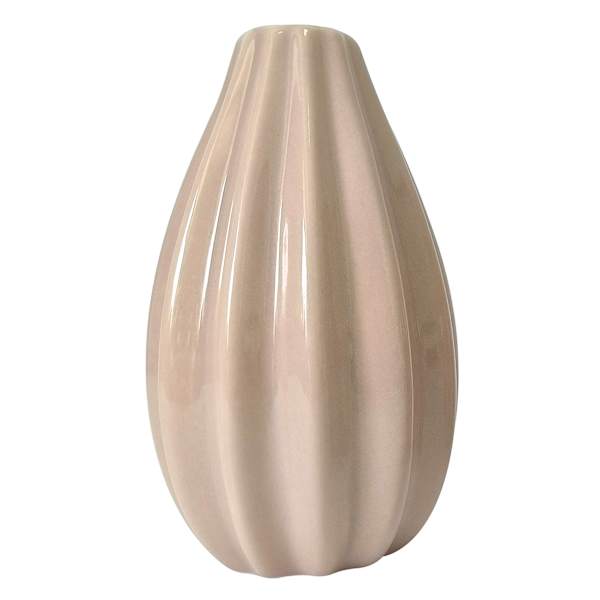 Pink Fluted Ceramic Bud Vase, 6"