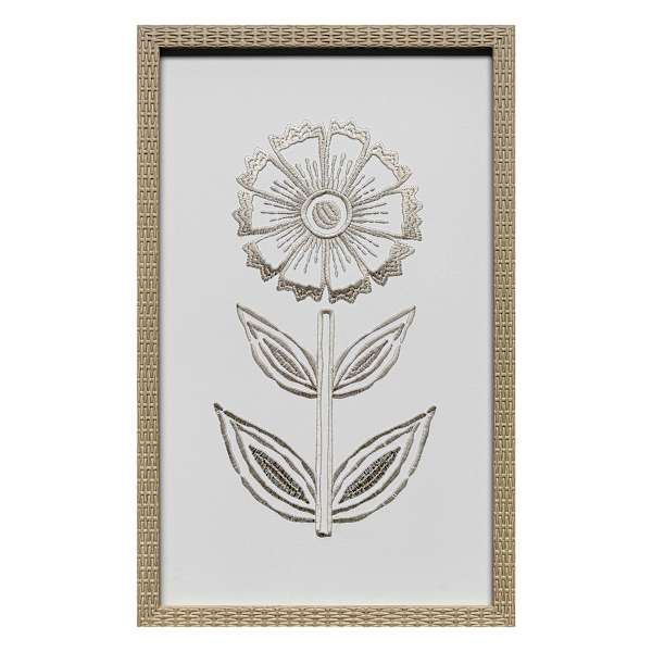 Honeybloom Framed Floral Embroidered Canvas Wall Art, 13x21