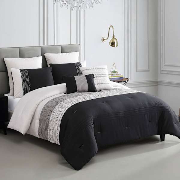 7-Piece Berwin Grey & Black Comforter Set, King