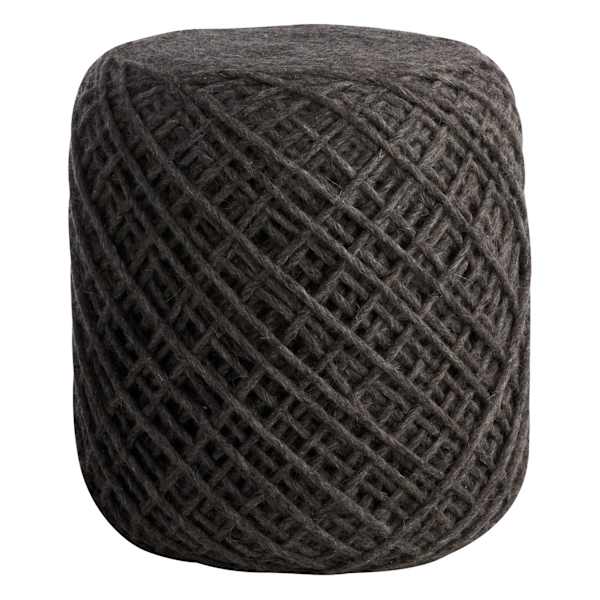 Ty Pennington Reid Twisted Round Ottoman, Wool Grey