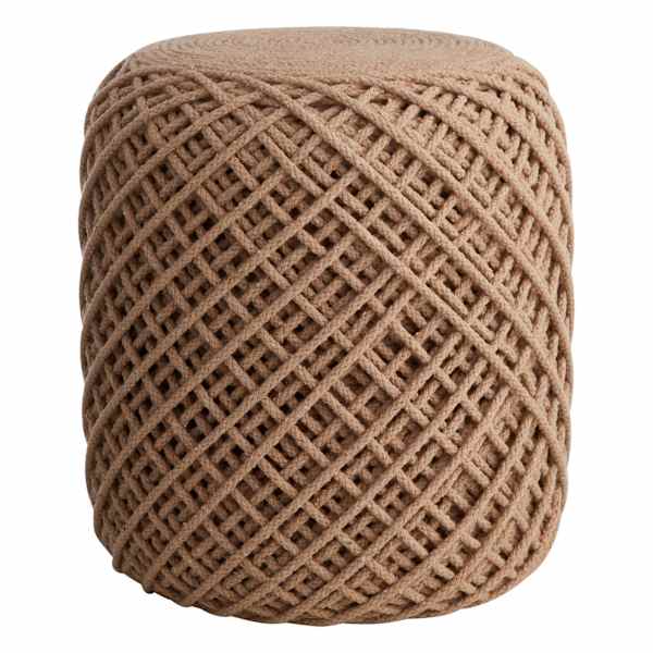 Ty Pennington Reid Twisted Round Ottoman, Wool Brown