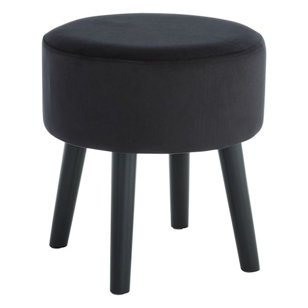 Emmy Stool with Black Wooden Legs, Black Velvet