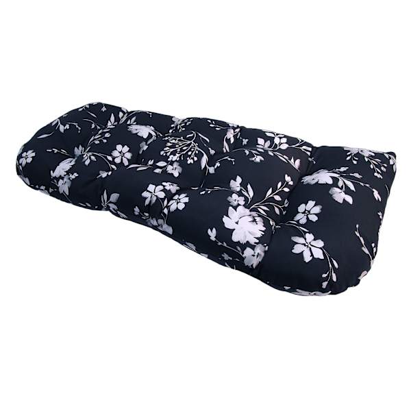 Providence Black & White Floral Outdoor Wicker Settee Cushion