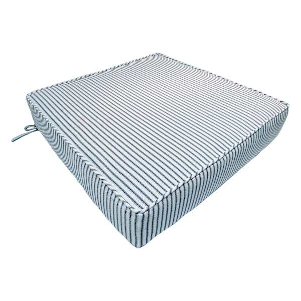 Navy Blue Ticking Striped Outdoor Deep Seat Cushion