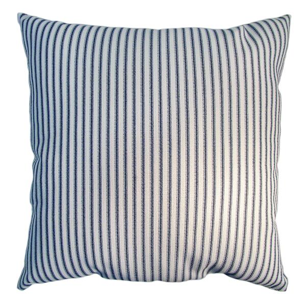 Navy Blue Ticking Striped Square Oversized Outdoor Throw Pillow, 20"