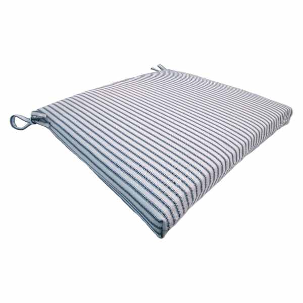 Navy Blue Ticking Striped Premium Outdoor Square Seat Cushion