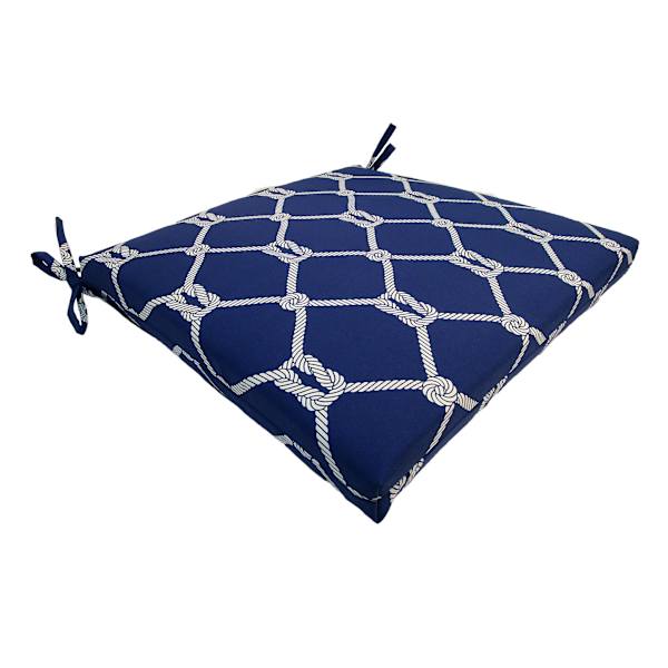 Providence Navy Blue Rope Lattice Outdoor Square Seat Cushion