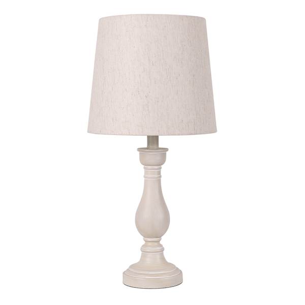 White Spindle Medium Table Lamp with Shade, 22.4"