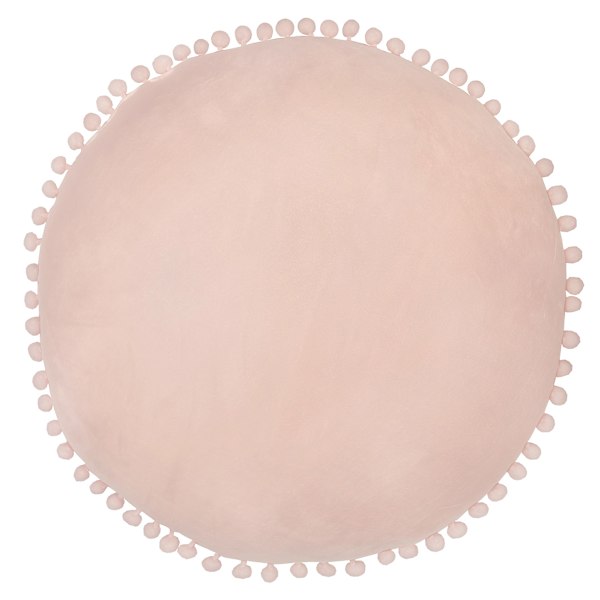 Tiny Dreamers Pink Round Pom-Pom Throw Pillow, 16"