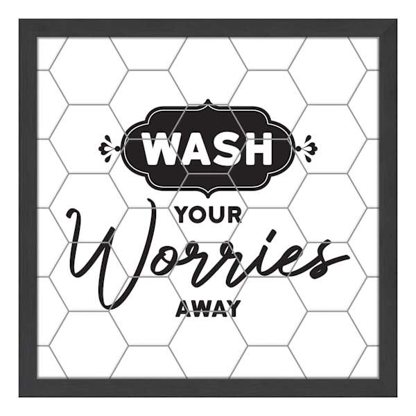 Wash Your Worries Away Faux Tile Wall Decor, 16"