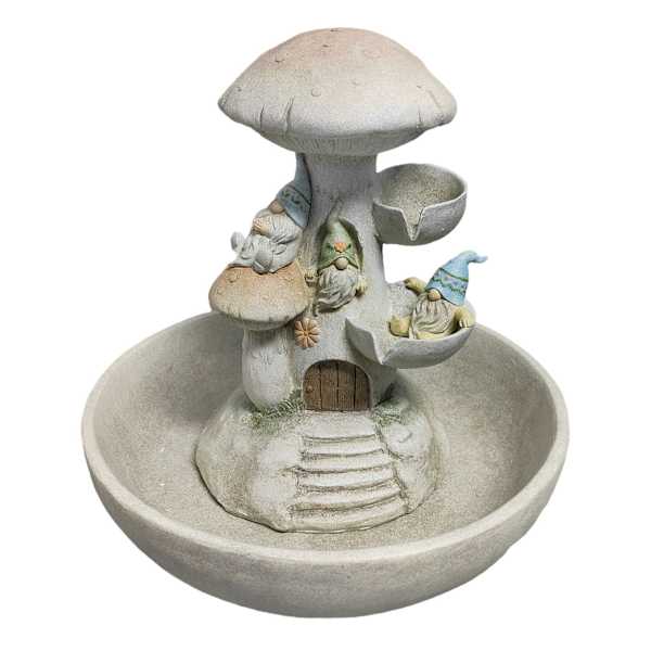 Mushroom House Outdoor Fountain, 15"