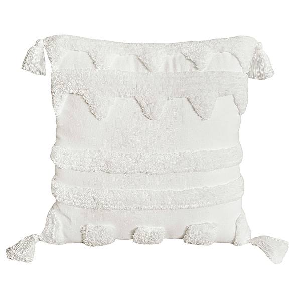 Tracey Boyd White Tassel Flair Tufted Throw Pillow, 18"