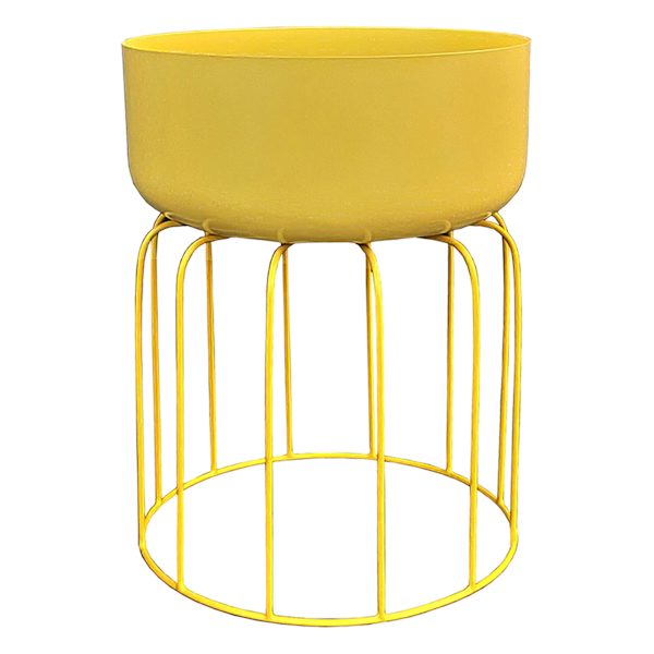 Sunny Club Yellow Metal Planter Stand, 18"