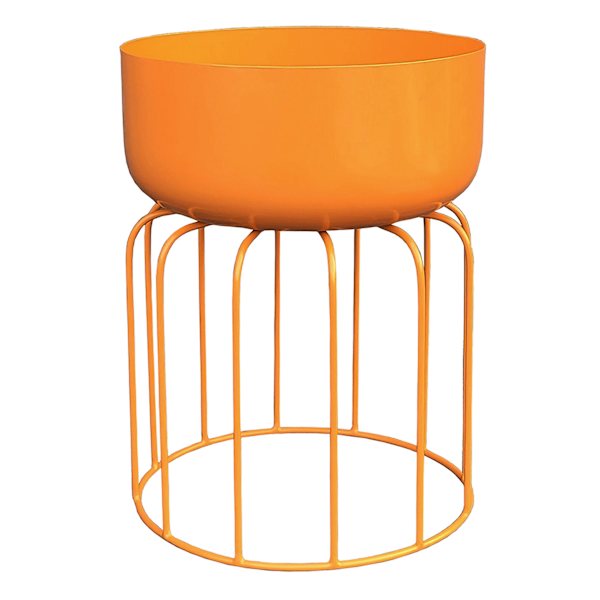 Sunny Club Orange Metal Planter Stand, 15"