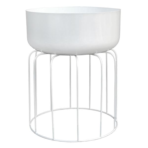 Sunny Club White Round Planter Stand, Large