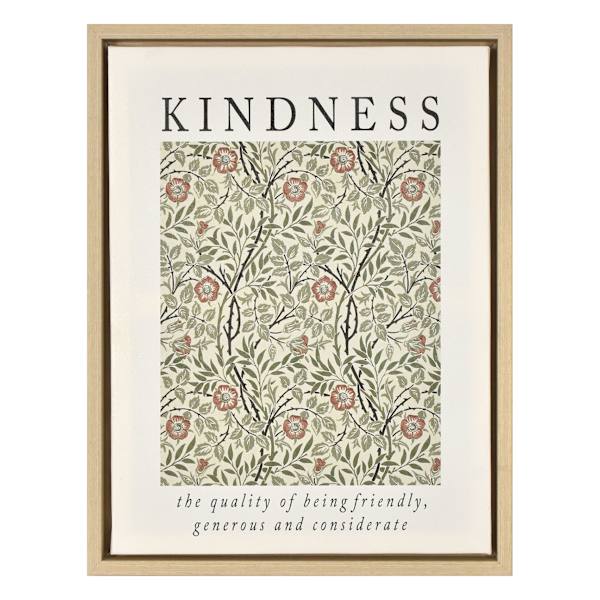 Framed Kindness Botanical Canvas Wall Art, 13.5x17.5