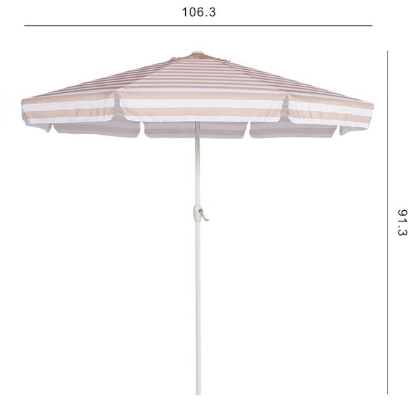 Providence Premium Pink Awning Stripe Round Patio Umbrella, 9'