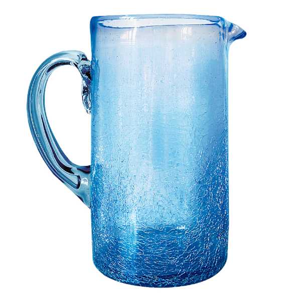 Cobalt Blue Crackle Glass Pitcher