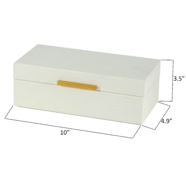 White Faux Leather Box, 10x6