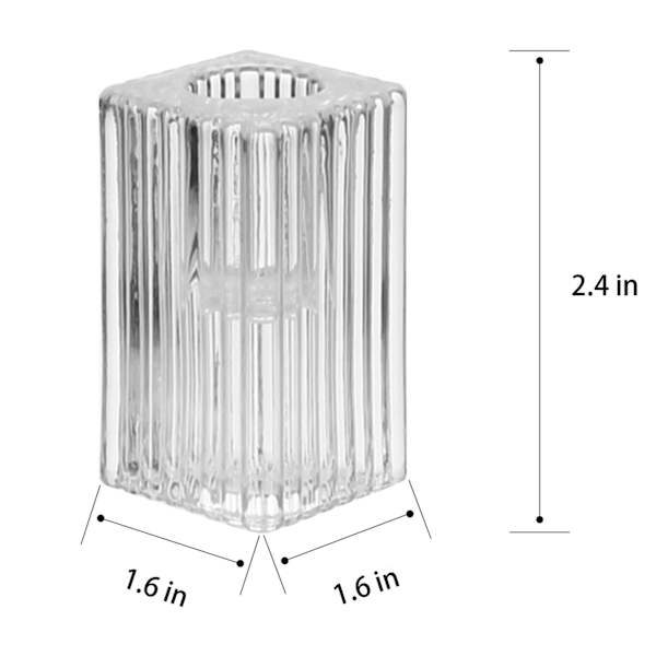 Glass Ribbed Taper Candle Holder, 2"