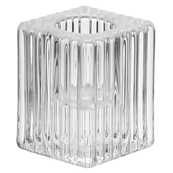 Glass Ribbed Taper Candle Holder, 1.5"