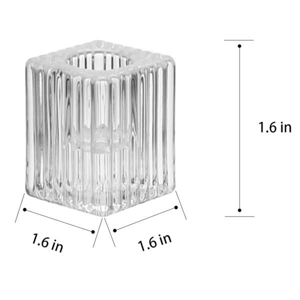 Glass Ribbed Taper Candle Holder, 1.5"