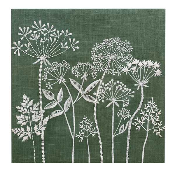 Honeybloom Embroidered Floral Canvas Wall Art, 18"