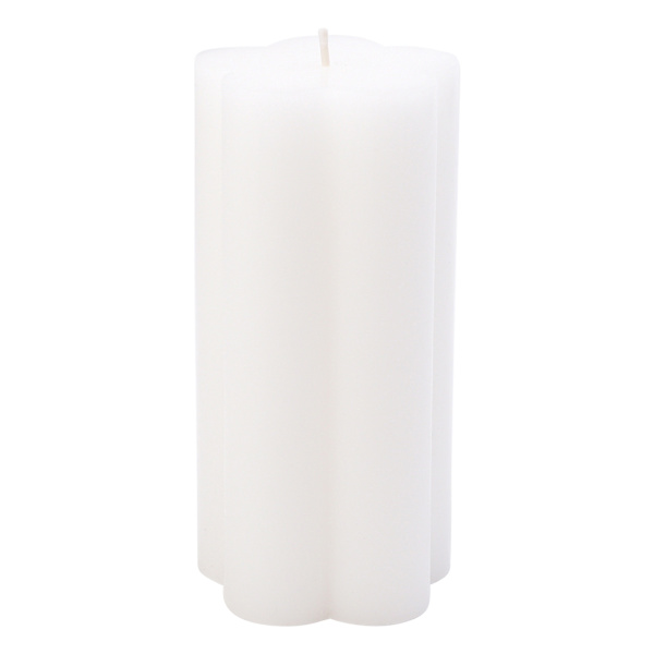 Providence White Flower Pillar Candle, 3x6