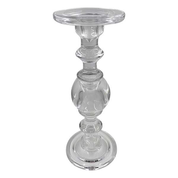 Providence Clear Glass Candle Holder, 11.8"