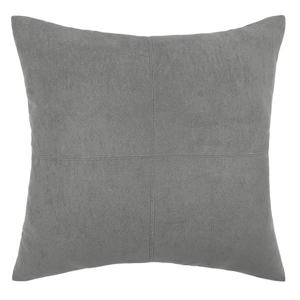 Drizzle Grey Torrey Faux Suede Throw Pillow, 24"