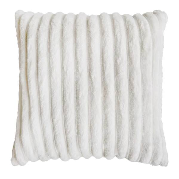 Tracey Boyd Beige Stripe Faux Fur Throw Pillow, 18"