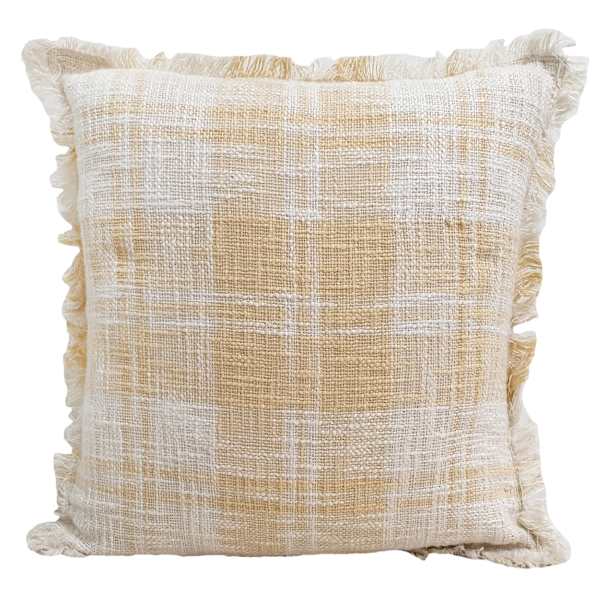 Yellow Woven Plaid Throw Pillow, 20"