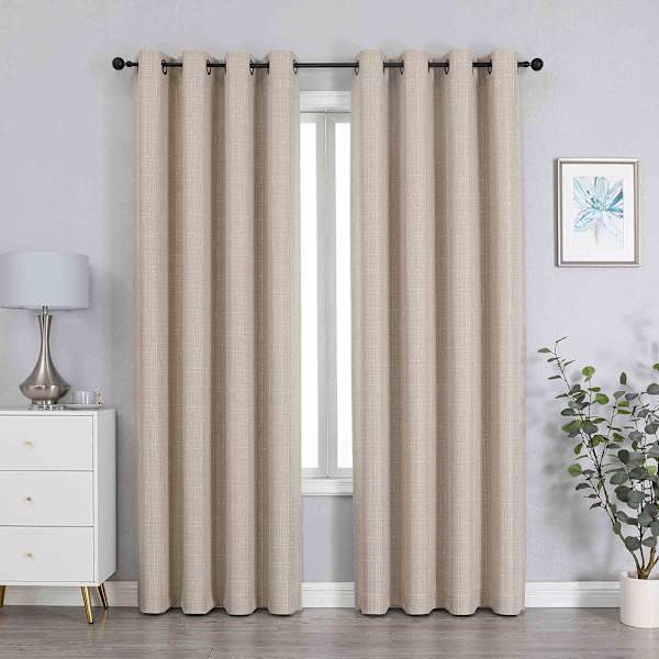 Sun Shield Linen Blackout Grommet Curtain Panel, 84"