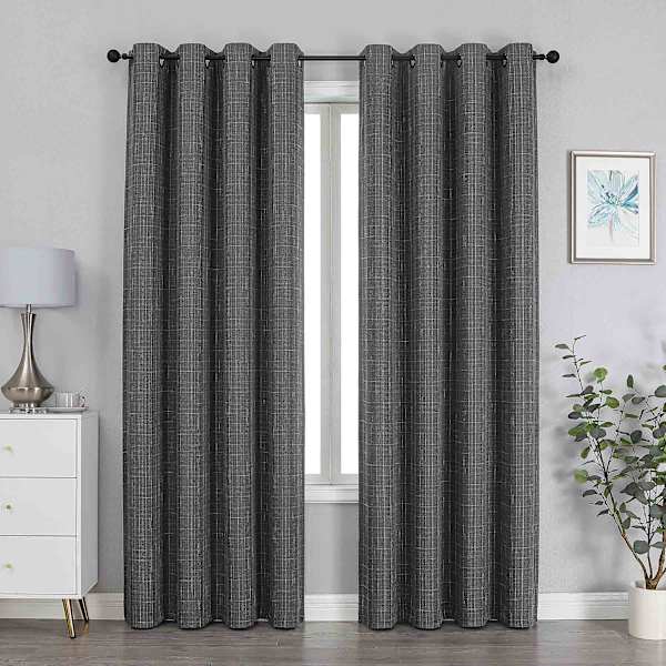 Sun Shield Charcoal Blackout Grommet Curtain Panel, 84"