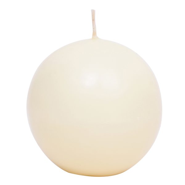 Ivory Unscented Overdip Sphere Candle, 4"