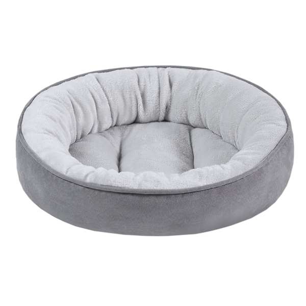 Dark Grey Faux Suede Donut Pet Bed, 18"