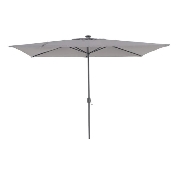 Light Grey Rectangle LED Crank Patio Umbrella, 6.5x10'