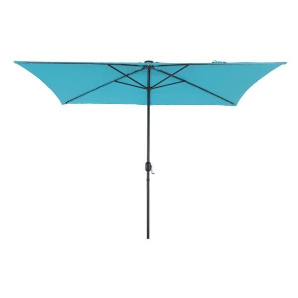 Turquoise Rectangle LED Patio Umbrella, 6.5x10'