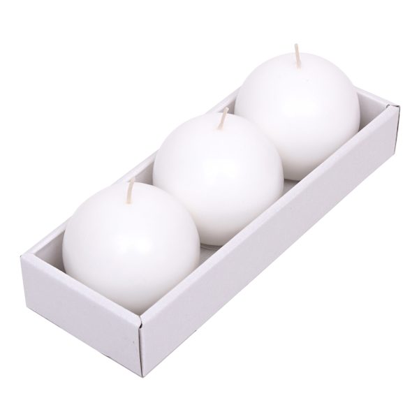 3-Pack White Unscented Overdip Round Candles