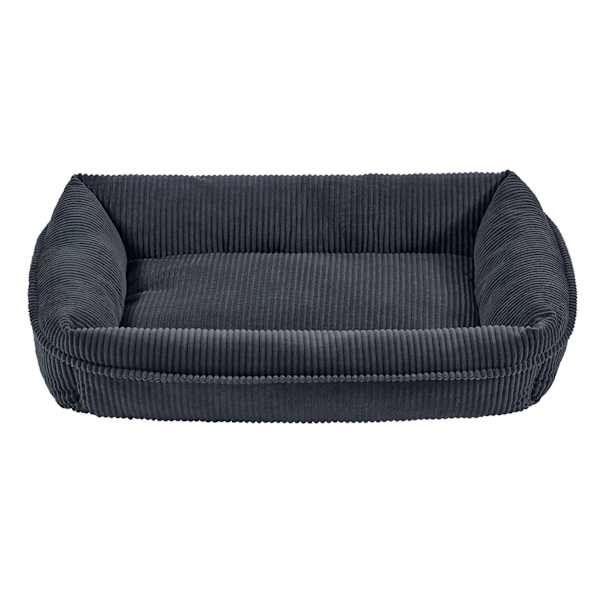 Grey Corduroy Cuffed Pet Bed, 18x22