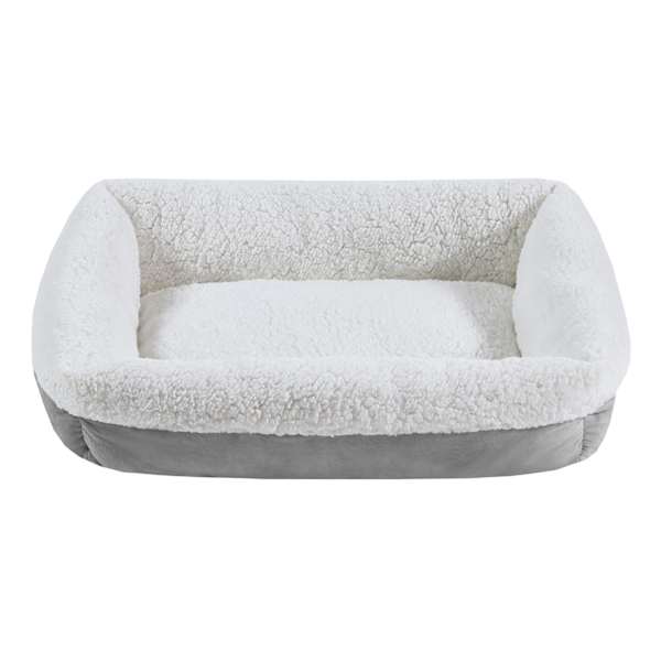 Crystal Grey Velvet & White Microberber Pet Bed, 18x22