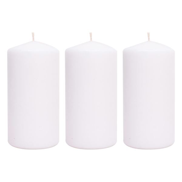 3-Pack White Unscented Overdip Pillar Candles, 5.6"