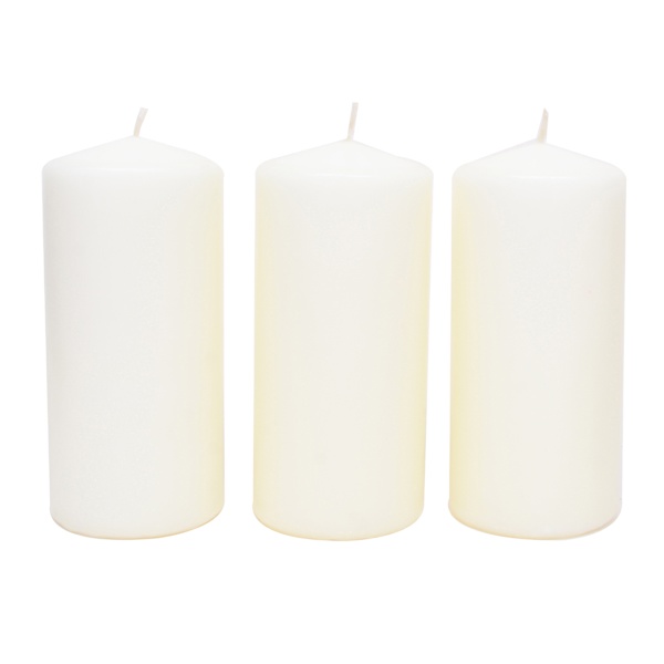 3-Pack Ivory Unscented Overdip Pillar Candles, 5.6"