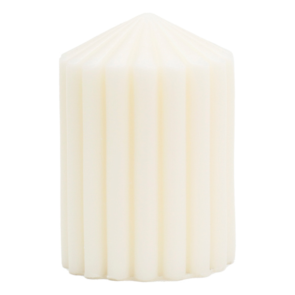 Found & Fable Ivory Unscented Ribbed Pillar Candle, 3x4