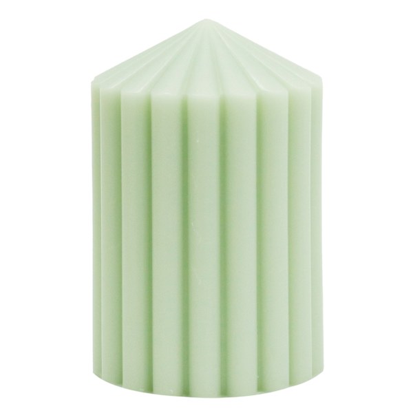 Found & Fable Green Unscented Ribbed Pillar Candle, 3x4