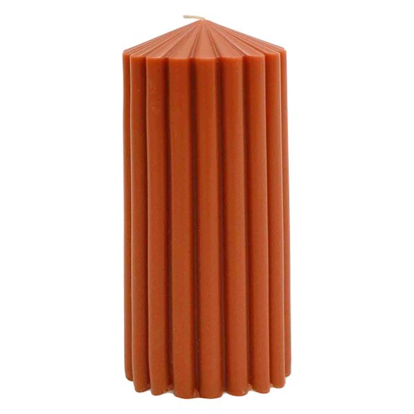 Found & Fable Rust Unscented Ribbed Pillar Candle, 3x6