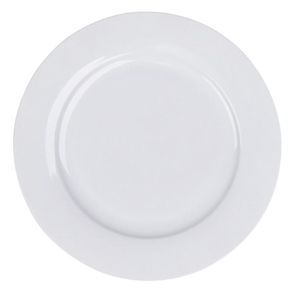 White Porcelain Rimmed Dinner Plate, 10.5"
