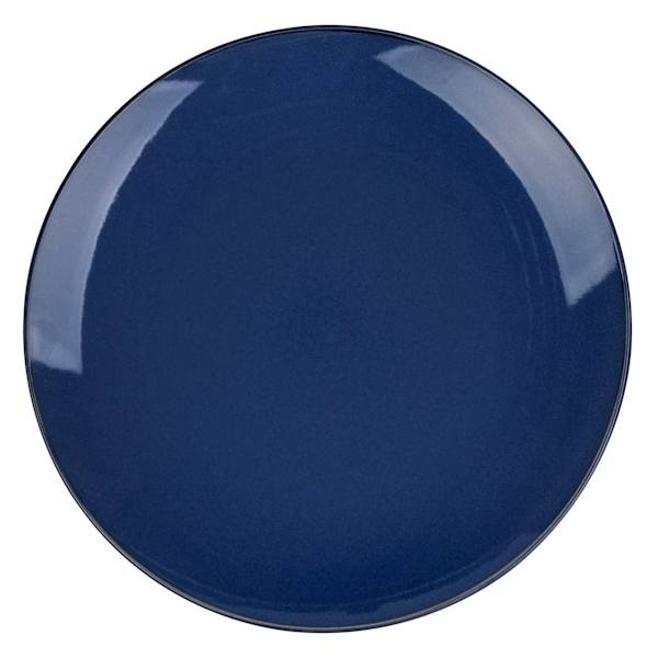 Set of 4 Dark Blue Reactive Glazed Stoneware Dinner Plates, 10.5"