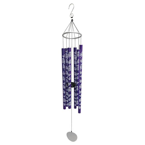 Patterned Purple Metal Butterfly Wind Chime, 41"