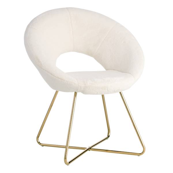 Felicity Faux Fur Accent Chair, Cream